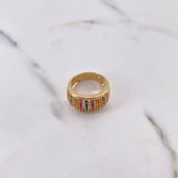 Anillo Rustico 8.05gr / T6 / Circones Naranjas Azules Amarillos Verdes Fucsias Oro Amarillo 18K $