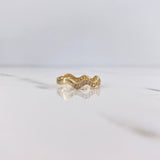 Anillo Olas En Zig-Zag 1.85gr / T6 3/4 / Circones Blancos Oro Amarillo 18K $
