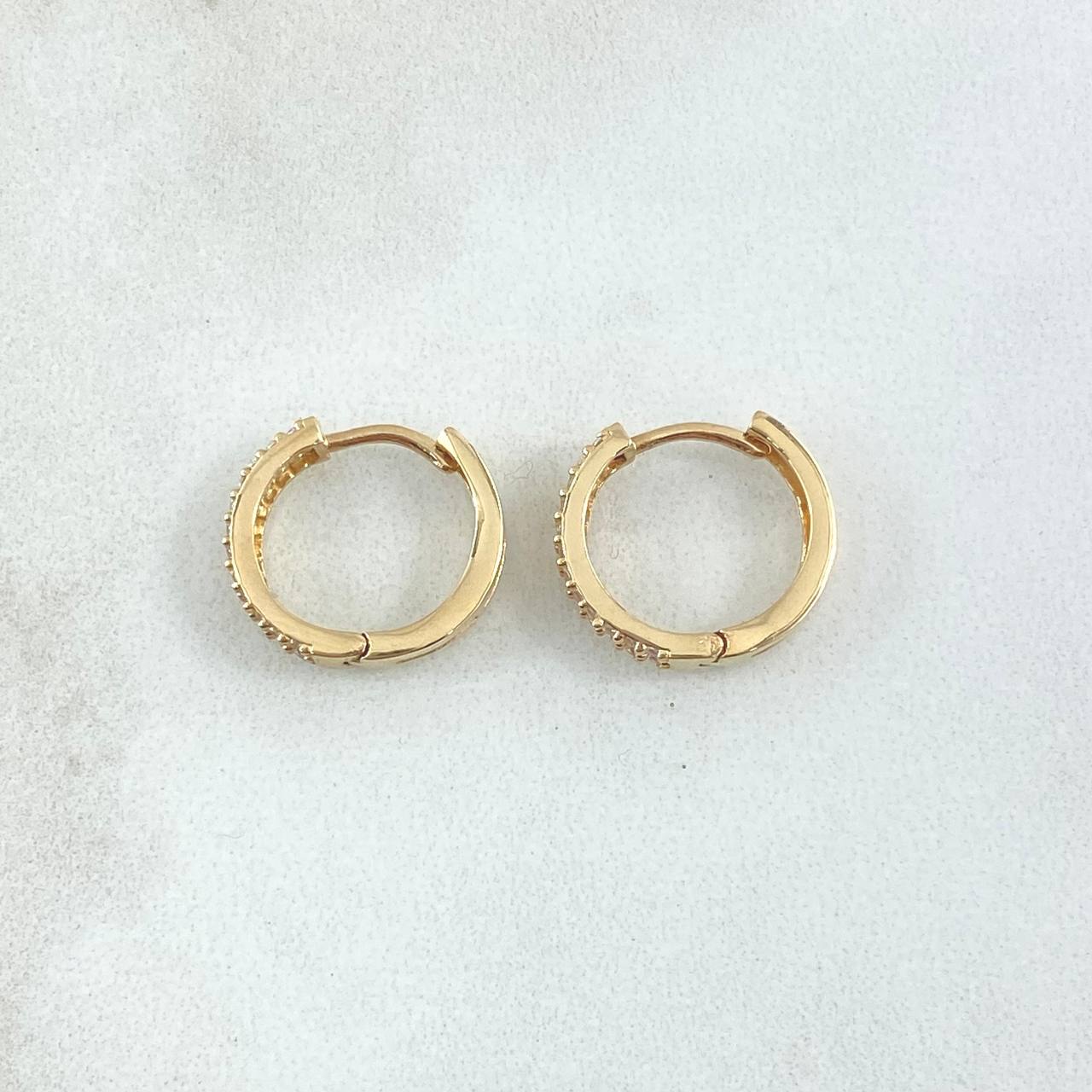 Candongas Triple Segmentado 2.6gr / 1.3cm / Circones Blancos Oro Amarillo 18K ©