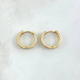 Candongas Doble Carril 2.65gr / 1.2cm / Circones Blancos Oro Amarillo 18K *