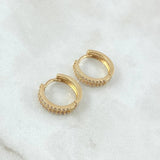 Candongas Triple Segmentado 2.6gr / 1.3cm / Circones Blancos Oro Amarillo 18K ©