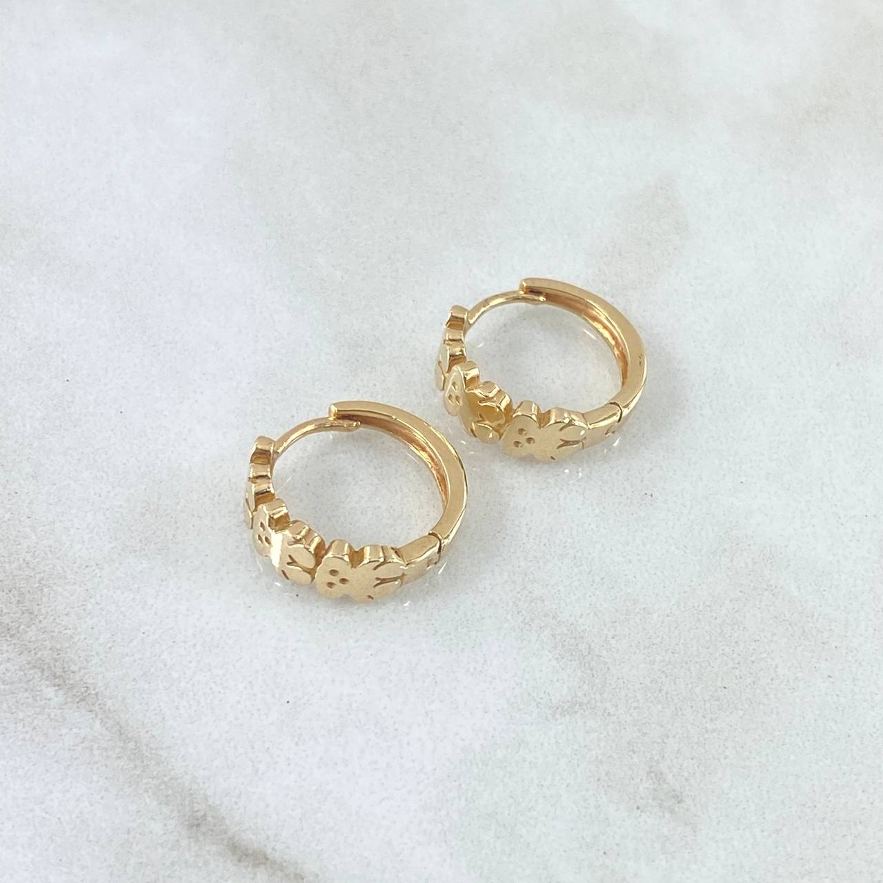 Candongas Triple Oso TS 3.3gr / 1.4cm / Oro Amarillo 18K