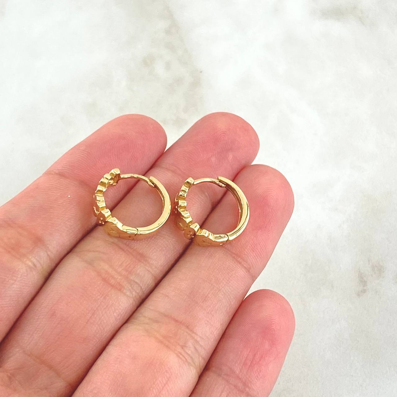 Candongas Triple Oso TS 3.3gr / 1.4cm / Oro Amarillo 18K