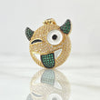Dije Emogi Diablo Lengua Afuera 7.95gr / 3.3cm / Circones Blancos Verdes Oro Amarillo 18K ©