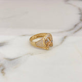 Anillo Herradura Caballo 5.5gr / T8 1/2 / Circones Blancos Tres Oros 18K $