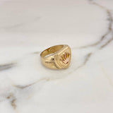 Anillo Escudo Corona 11.15gr / T9 1/2 / Circones Blancos Oro Amarillo 18K $