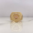 Anillo Escudo Corona 11.15gr / T9 1/2 / Circones Blancos Oro Amarillo 18K $