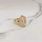 Anillo Escudo Cruz 6.2gr / T9 / Circones Blancos Negros Oro Amarillo 18K $