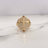 Anillo Escudo Cruz 6.2gr / T9 / Circones Blancos Negros Oro Amarillo 18K $