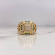 Anillo Cuadrado Cruz 12.5gr / T8 1/2 / Circones Blancos Verdes Oro Amarillo 18K $