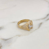 Anillo Herradura Caballo 6.4gr / T9 / Circones Blancos Dos Oros Amarillo Blanco 18K $