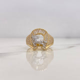 Anillo Herradura Caballo 6.4gr / T9 / Circones Blancos Dos Oros Amarillo Blanco 18K $