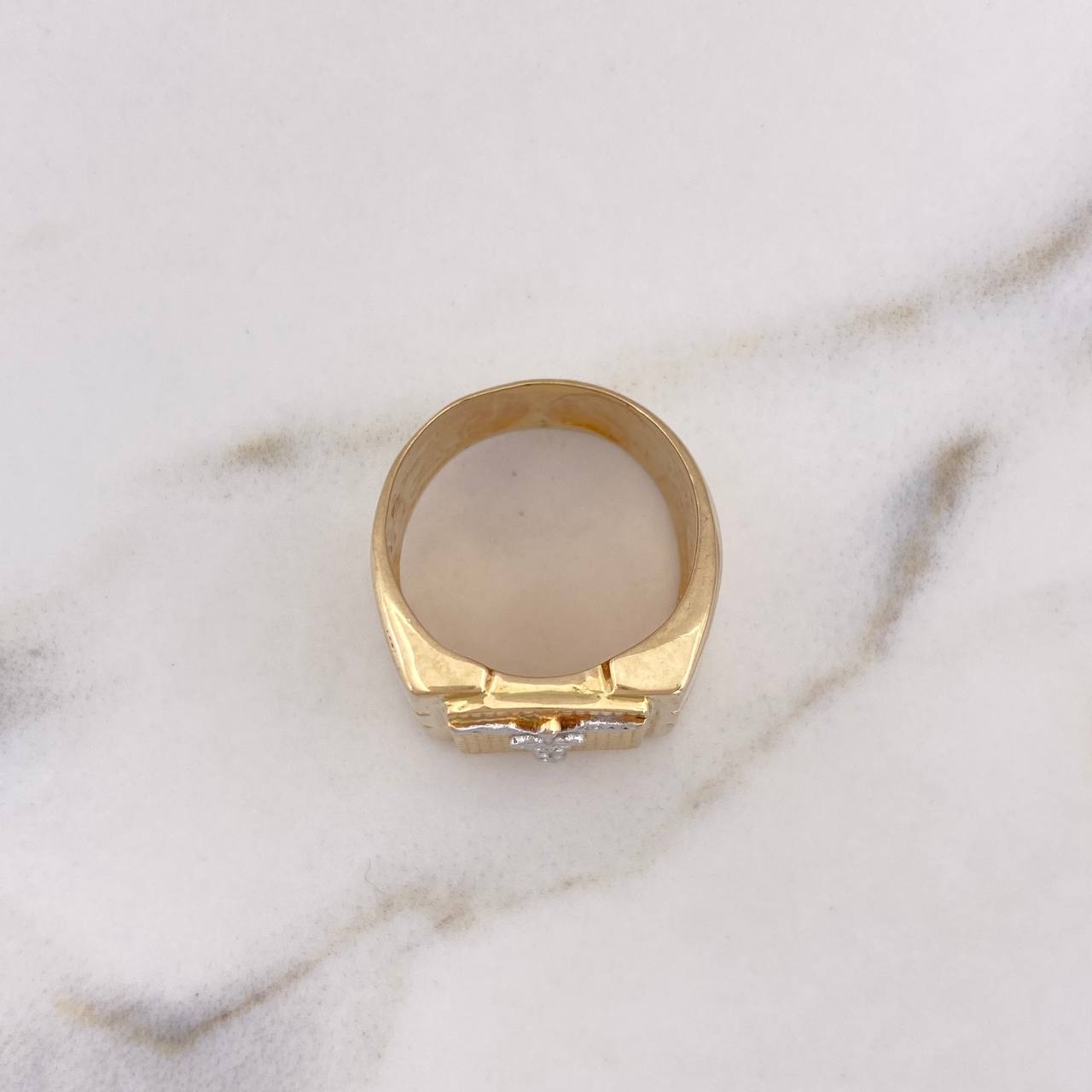 Anillo Sello Baston Hermes 12.83gr / T8 1/4 / Dos Oros Amarillo Blanco 18K $