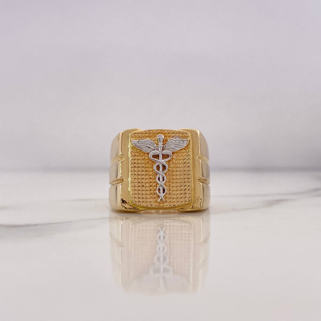 Anillo Sello Baston Hermes 12.83gr / T8 1/4 / Dos Oros Amarillo Blanco 18K $