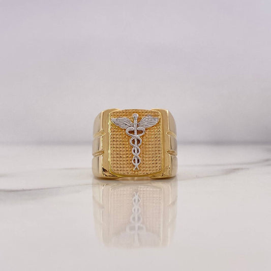 Anillo Sello Baston Hermes 12.83gr / T8 1/4 / Dos Oros Amarillo Blanco 18K $