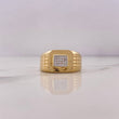 Anillo Sello Correa Cuadrado 8.75gr / T10 1/4 / Circones Blancos Dos Oros Amarillo Blanco 18K $