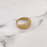 Anillo Rectangulo Tribales 7.75gr / T10 3/4 / Circones Blancos Verdes Oro Amarillo 18K #