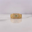 Anillo Rectangulo Tribales 7.75gr / T10 3/4 / Circones Blancos Verdes Oro Amarillo 18K #