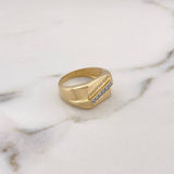 Anillo Rectangular 10gr / T10 1/2 / Circones Blancos Dos Oros Amarillo Blanco 18K $