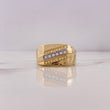 Anillo Rectangular 10gr / T10 1/2 / Circones Blancos Dos Oros Amarillo Blanco 18K $