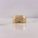 Anillo Rectangular 10gr / T10 1/2 / Circones Blancos Dos Oros Amarillo Blanco 18K $