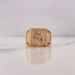 Anillo Caballo 10.7gr / T11 / Circones Blancos Negros Tres Oros 18K $