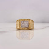 Anillo Cuadrado Tribales 8.8gr / T10 1/2 / Circones Blancos Dos Oros Amarillo Blanco 18K $