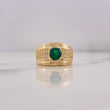 Anillo Greca 8.75gr / T10 / Circones Blancos Verde Oro Amarillo 18K #