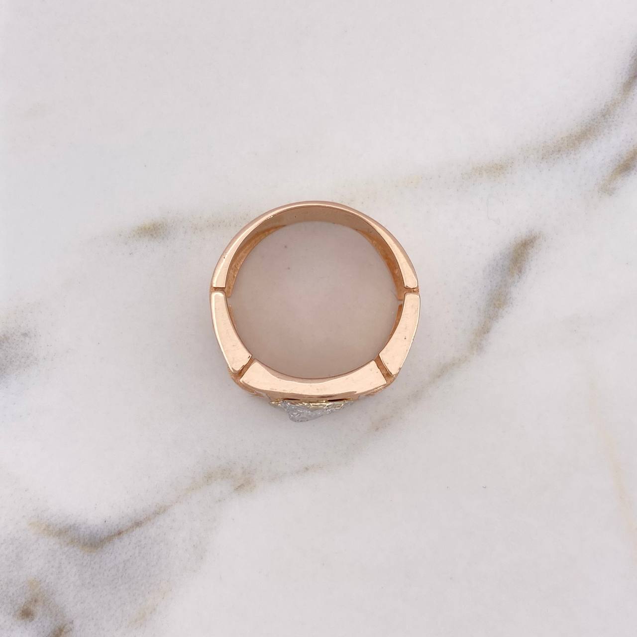 Anillo Cinturon Rostro De Cristo 10gr / T10 1/4 / Circones Blancos Dos Oros Blanco Rosa 18K $