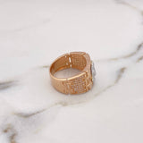 Anillo Cinturon Rostro De Cristo 10gr / T10 1/4 / Circones Blancos Dos Oros Blanco Rosa 18K $