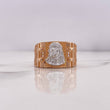 Anillo Cinturon Rostro De Cristo 10gr / T10 1/4 / Circones Blancos Dos Oros Blanco Rosa 18K $