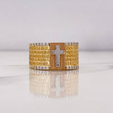Anillo Padre Nuestro 9.2gr / T8 1/4 / Circones Blancos Tres Oros 18K $