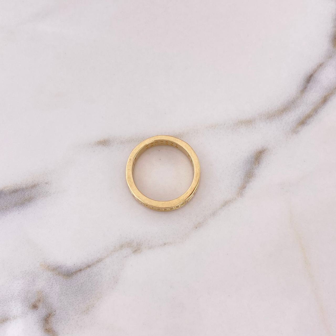 Anillo Argolla Tornillo 6.25gr / T7 1/4 / Circones Blancos Oro Amarillo 18K #