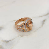 Anillo Craneo Bufalo 10.35gr / T10 3/4 / Circones Blancos Tres Oros 18K $