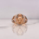 Anillo Craneo Bufalo 10.35gr / T10 3/4 / Circones Blancos Tres Oros 18K $