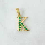 Dije Letra K 1.25gr / 2cm / Esmeraldas 0.16pts Oro Amarillo 18K (Joya)