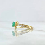 Anillo Soliario Gota Horizontal 3.5gr / T7 / Esmeralda 1.12qts - Diamantes Blancos 0.09pts Oro Amarillo 18K (Joya)