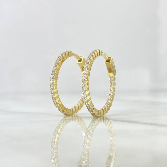 Candongas Aro Cubico 5.8gr / 2.4cm / Broche Especial - Circones Blancos Oro Amarillo +4 18K ©
