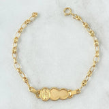Pulso Bebé GC 2gr / 14cm / 3.4mm Placa Nube Bordeada Virgen Milagrosa Oro Amarillo 18K ©