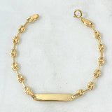Pulso Bebé GC 2.25gr / 13.5cm / 3.5mm Diamantado - Placa Rectangular octagonal Curva  Oro Amarillo 18K