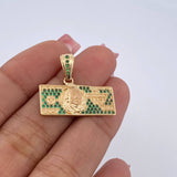 Dije One  Dólar 3.15gr / 2.5cm / Circones Verdes Oro Amarillo 18K $