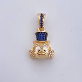 Dije Cabeza Pato 4.55gr / 2.6cm / Circones Blancos Azules Dos Oros Negro Amarillo 18K $
