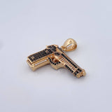 Dije Pistola 11.25gr / 3cm / Circones Blancos Negros Dos Oros Amarillo Negro 18K $