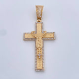 Dije Cruz Rosario Guadalupe 10gr / 5.8cm / Circones Blancos Oro Amarillo 18K $