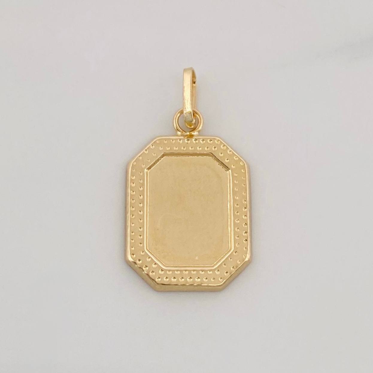 Dije Placa Marco Bordeado 0.6g / 2.3cm Oro Amarillo 18K