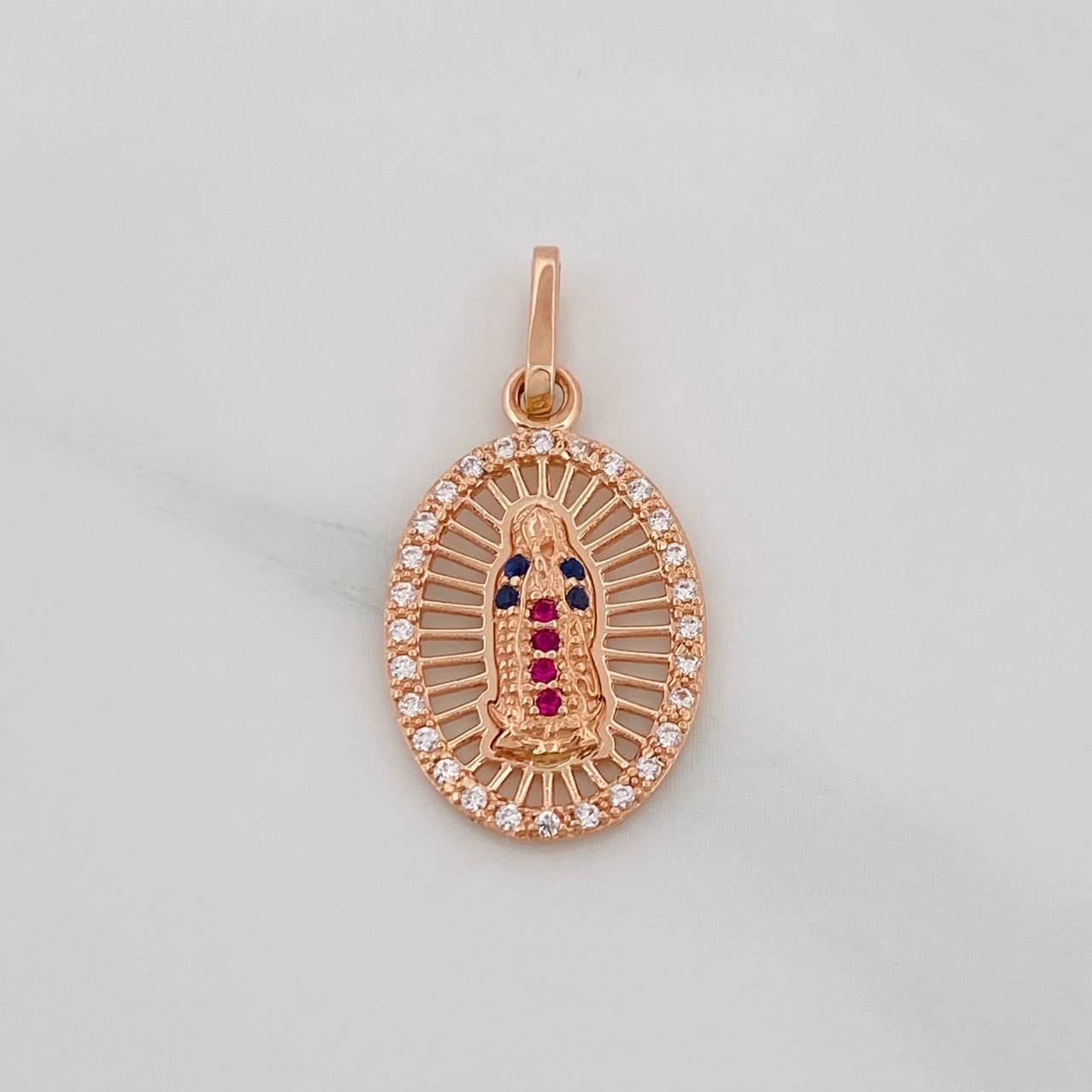 Dije Medalla Virgen Guadalupe 1.6g / 2.5cm Oro Rosa 18K