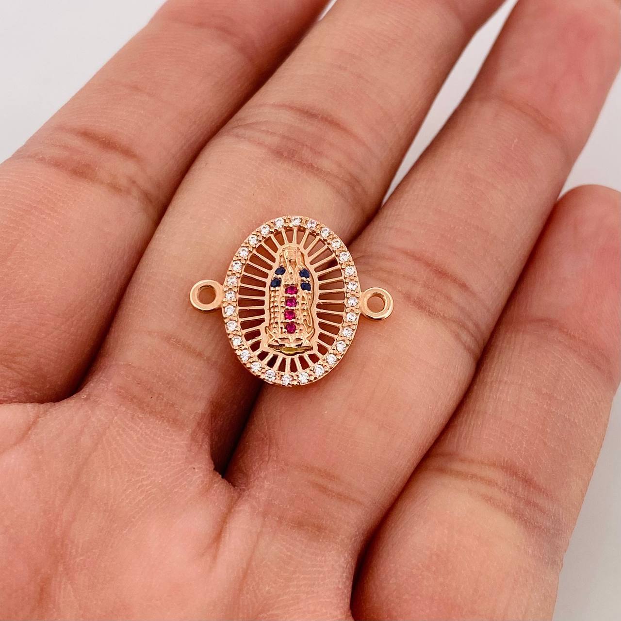 Herraje Virgen Guadalupe 1.5g / 1.7cm Oro Rosa 18K