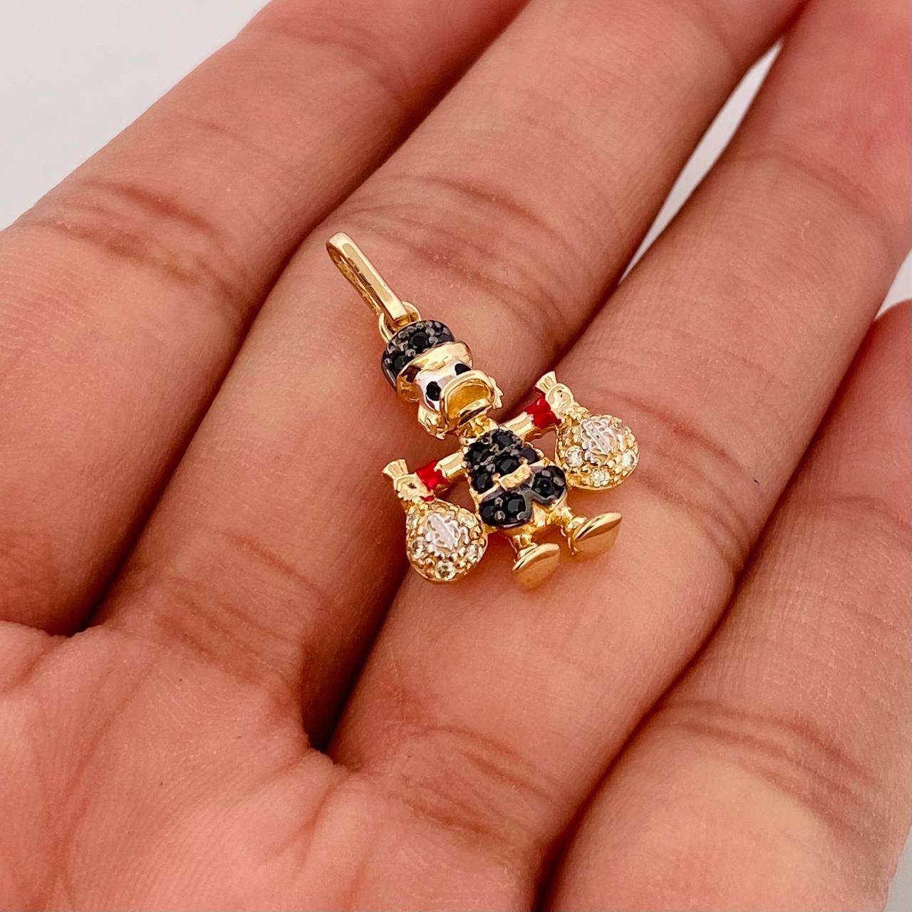 Dije Pato Bolsas de Dinero 2.7g / 2.5cm Tres Oros 18K