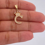 Dije Letra C Corona 1.6gr / 2.7cm-Oro Amarillo 18K &