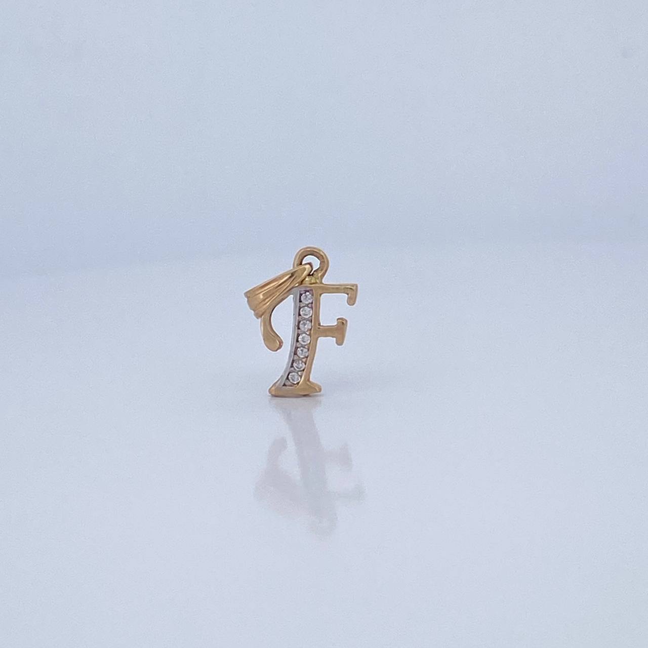 Dije Letra F 0.8gr / 1.8cm-Dos Oros Amarillo Blanco 18K &